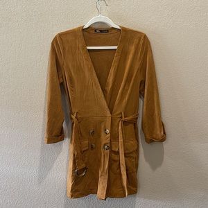 Zara mustard color suede romper size Large.